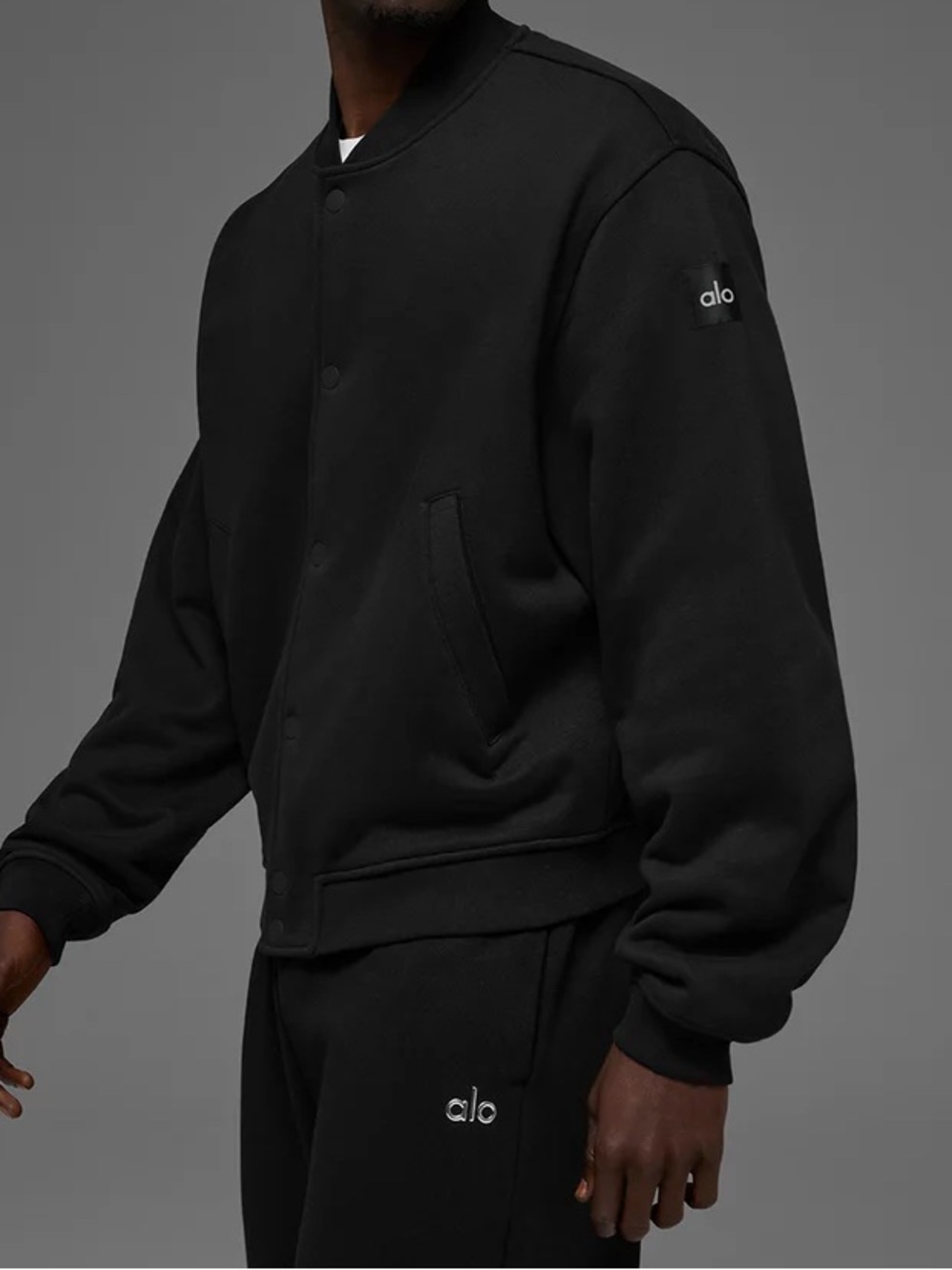 Alo Yoga Black Renown Varsity Jacket size Small NWT